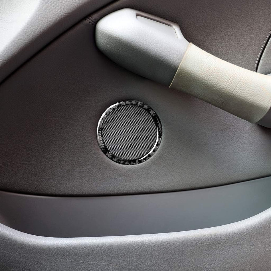 SPCRSO 4PCS Carbon Fiber Speaker Ring Trim Cover Compatible with BMW 3 Series E46 1998–2006 Door Audio Decoration Stickers