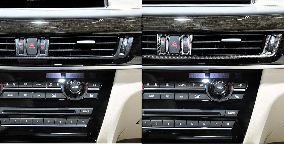 SPCRSO Real Carbon Fiber Dash Central Air Vent Cover – Interior Trim Decal for BMW X5 F15/F85 (2014–2018) & X6 F16/F86 (2015–2019), 2PCS