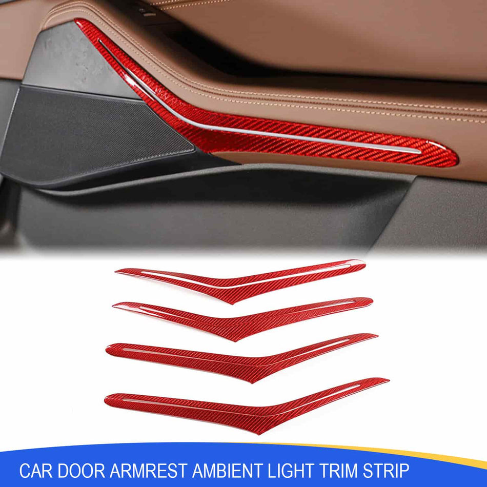 SPCRSO Real Carbon Fiber Door Armrest Ambient Light Trim for BMW X5 X7 G05 G07 2019–2022