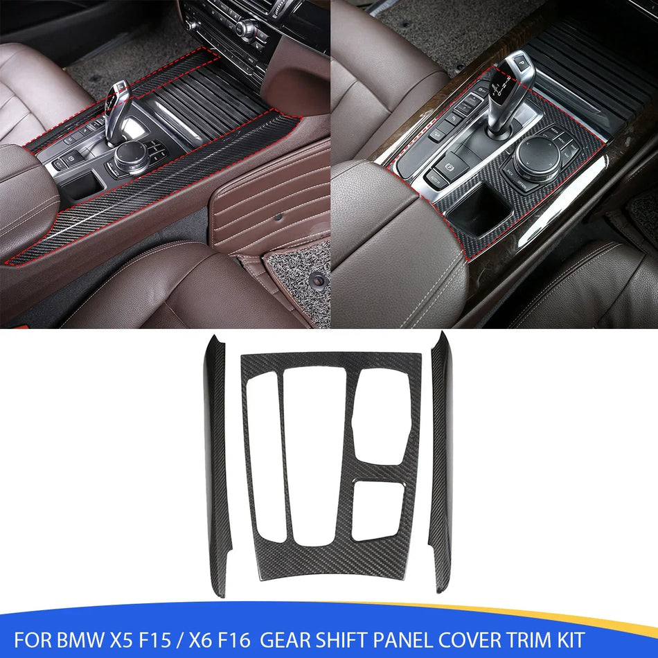 SPCRSO Real Carbon Fiber Gear Shift Panel Trim Kit for BMW X5 F15 & X6 F16 (2014–2018)