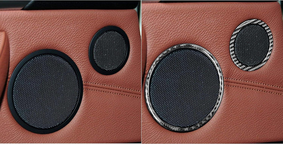 SPCRSO Real Carbon Fiber Door Speaker Ring Trim Cover – Interior Decoration for BMW X5 F15/F85 (2014–2018) & X6 F16/F86 (2015–2019), 6PCS Set