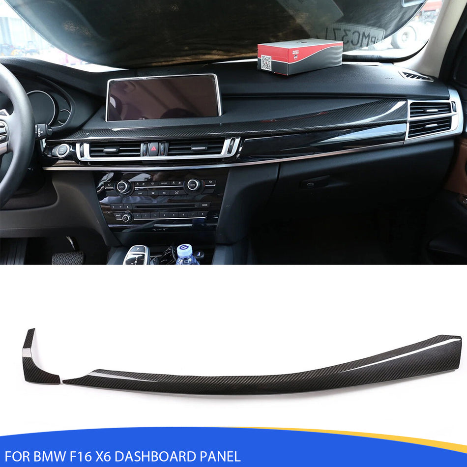 SPCRSO Center Console Panel Inner Door Strip Trim Shift Knob Decorate Cover Compatible with BMW X6 F16 2014–2018 Real Carbon Fiber Car Accessories Decoration Sticker Kit