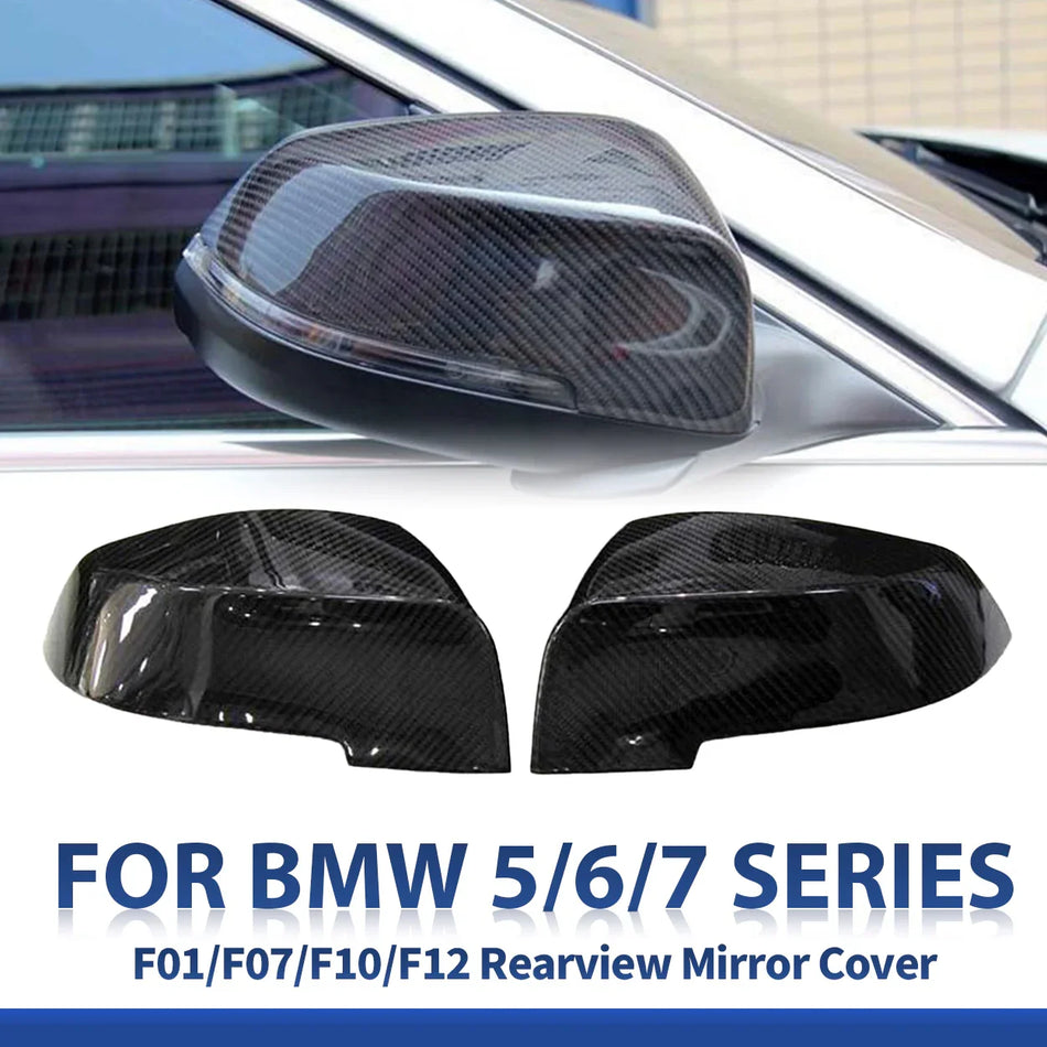 SPCRSO Real Carbon Fiber Side Mirror Cover Caps for BMW 7 Series F01 F02 2013-2015, Fit F10 F11 F18 F07 F06 F12 F13