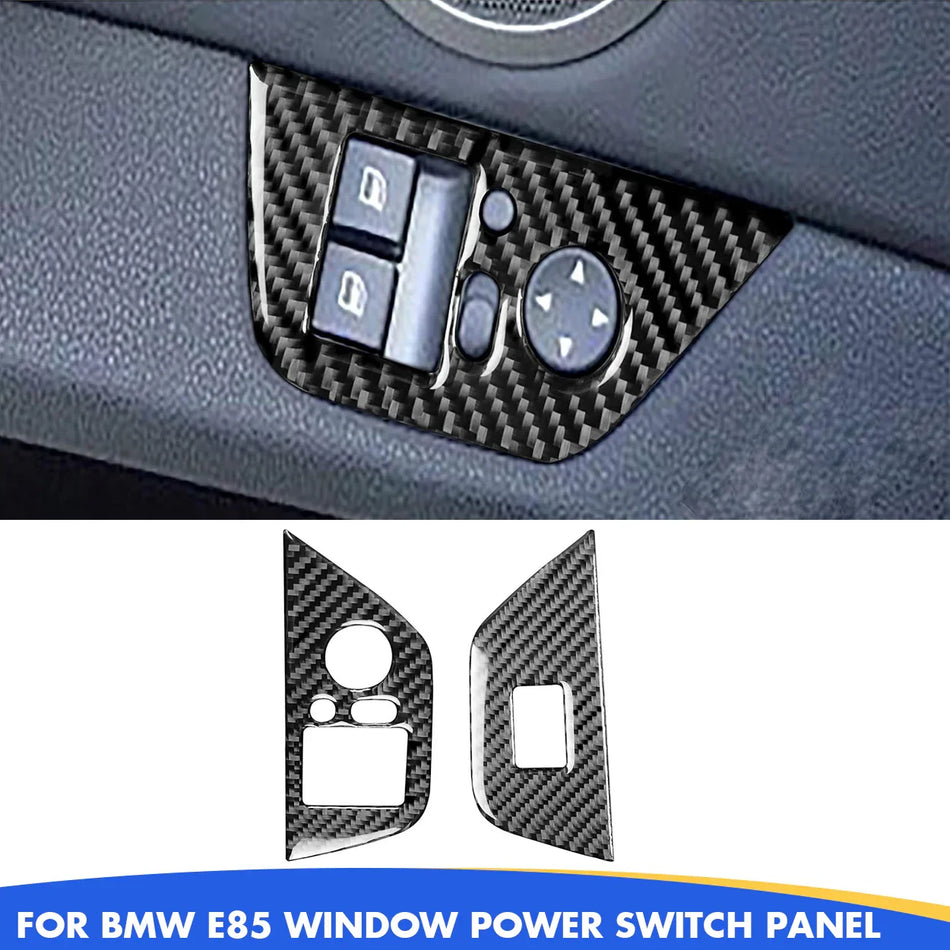 SPCRSO Real Carbon Fiber Door Window Lift Switch Panel Cover Trim for BMW Z4 E85 E86 2003–2008 – Left & Right Control Panel Decoration Kit, Black)