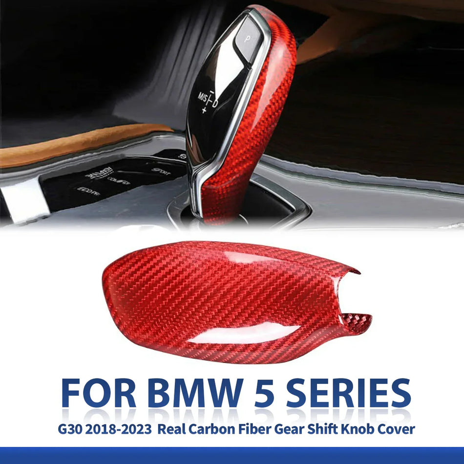 SPCRSO Real Carbon Fiber Gear Shift Knob Cover for BMW 5 Series G30 2018-2023 LHD