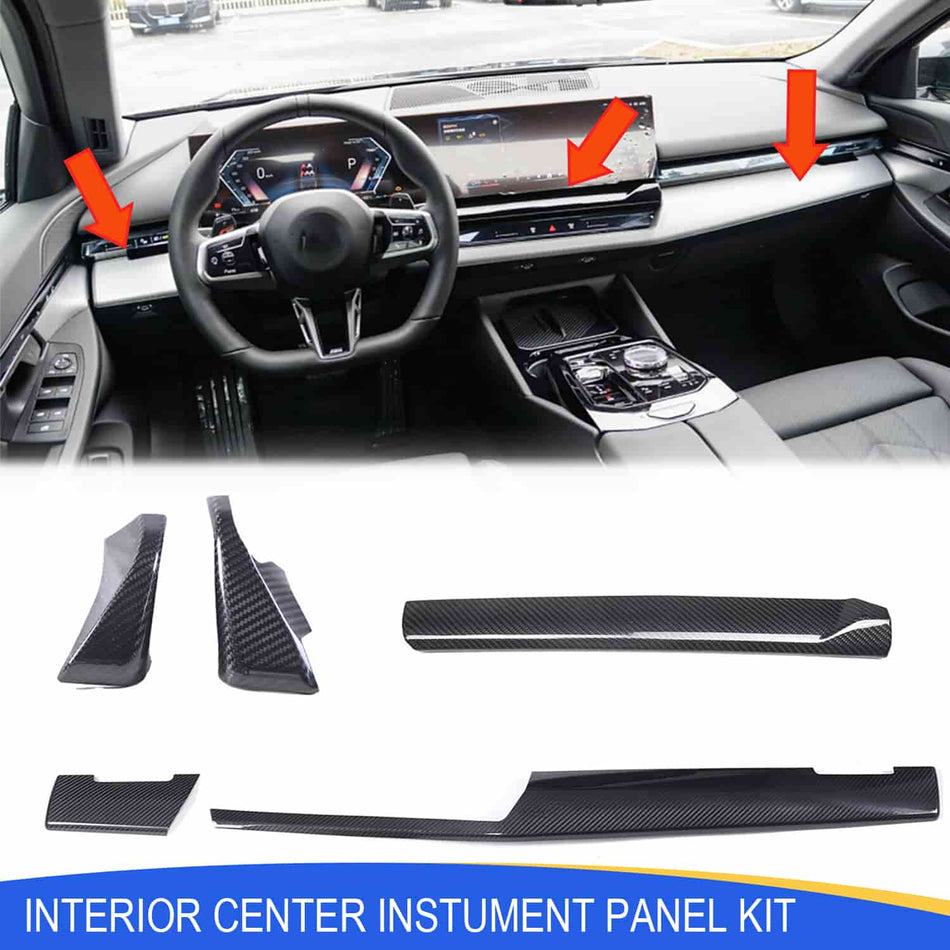 SPCRSO Real Carbon Fiber Interior Center Dash Trim Set for BMW 5 Series G60 (2024+)