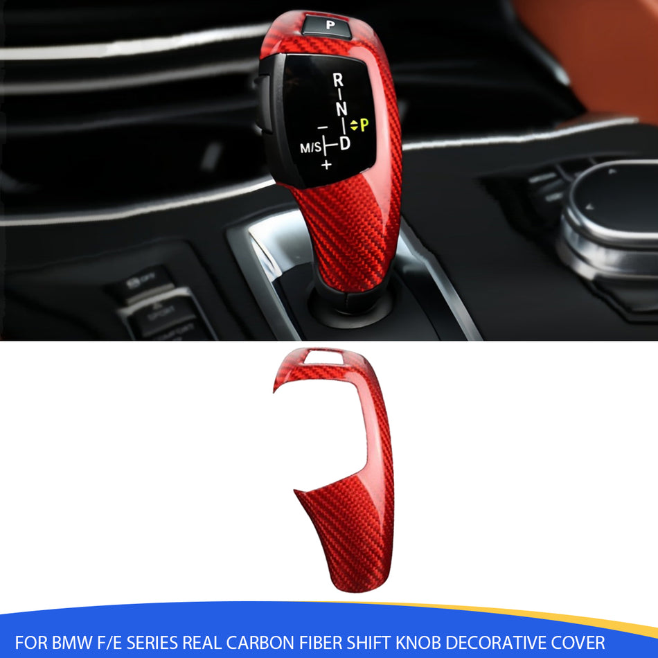 SPCRSO Real Carbon Fiber Gear Shift Knob Trim Cover for BMW F20 F21 F30 F32 F33 F34 F35 F15 F01 F02 F10 F11 F18 E70 E71 –  Interior Decor