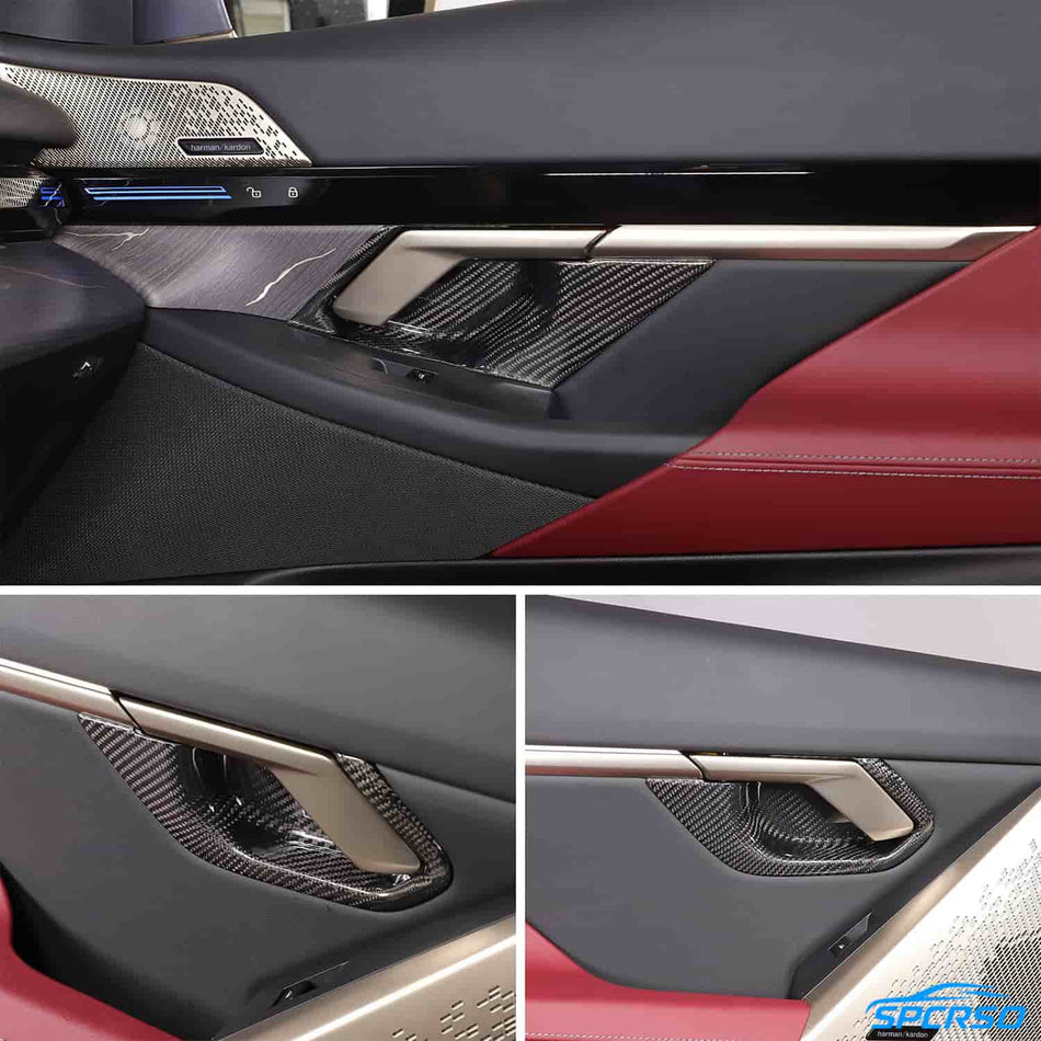 SPCRSO Real Carbon Fiber Interior Door Handle Trim Cover for BMW 5 Series G60 (2024-2025)