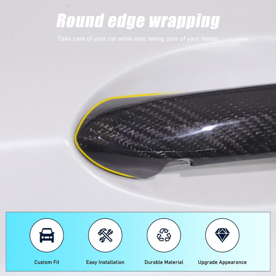 SPCRSO Real Carbon Fiber Exterior Outer Door Handle Cover Trim for BMW X3 G01 2018–2023, 4PCS Black Carbon Fiber