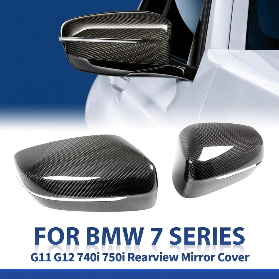SPCRSO Real Carbon Fiber Mirror Covers for BMW 7 Series G11/G12 2016–2018 – Premium Gloss Replacement