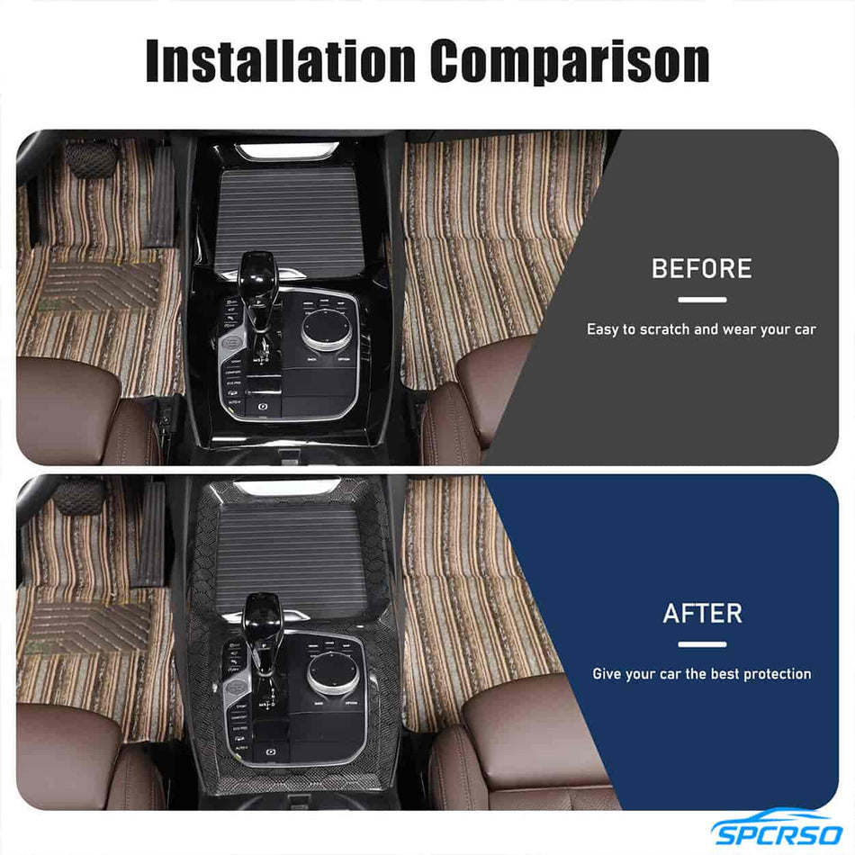SPCRSO Honeycomb Carbon Fiber Gear Shift Panel Cover Trim for BMW X3 G01 X4 G02 2022–2024