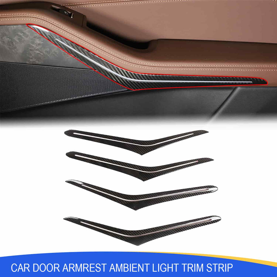 SPCRSO Real Carbon Fiber Door Armrest Ambient Light Trim for BMW X5 X7 G05 G07 2019–2022