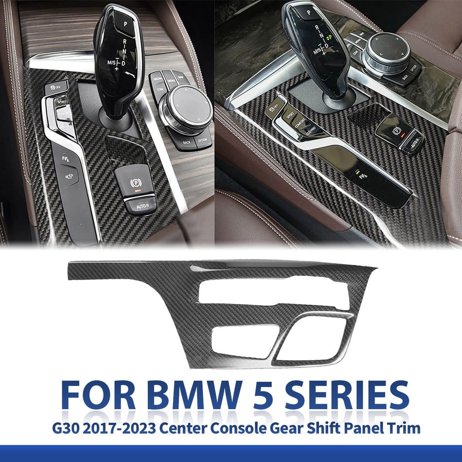 SPCRSO Carbon Fiber Center Console Gear Shift Panel Trim for BMW 5 Series G30 2017–2023 (LHD)