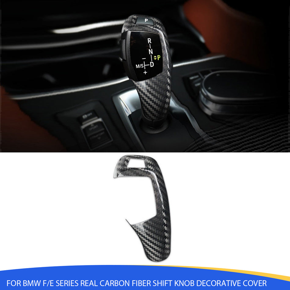 SPCRSO Real Carbon Fiber Gear Shift Knob Trim Cover for BMW F20 F21 F30 F32 F33 F34 F35 F15 F01 F02 F10 F11 F18 E70 E71 –  Interior Decor