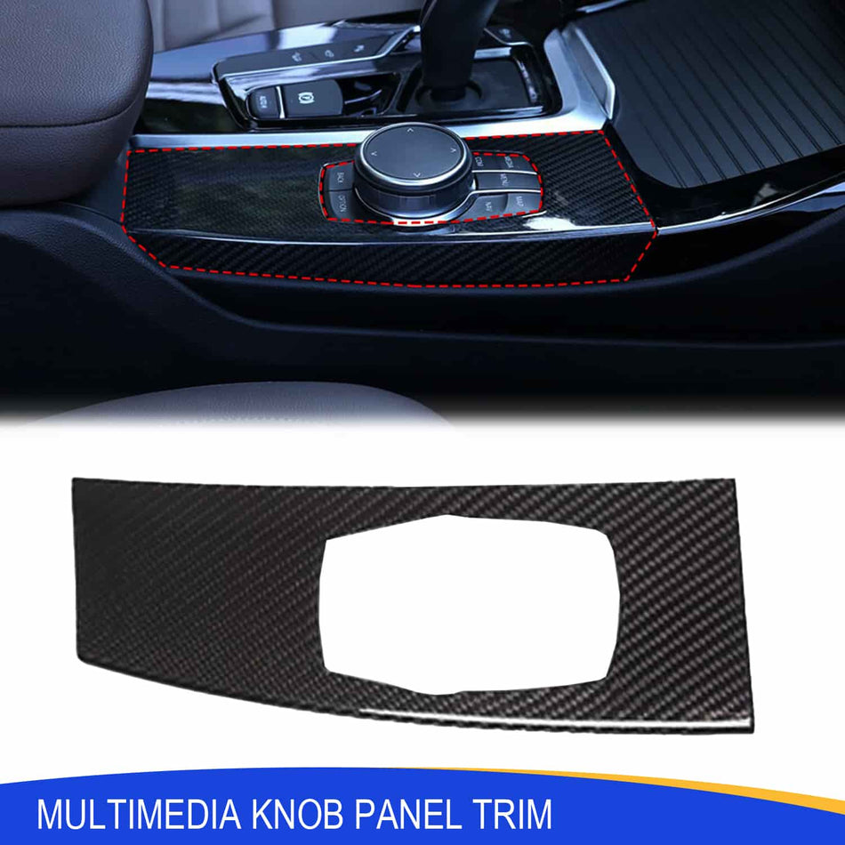 SPCRSO Real Carbon Fiber Multimedia Knob Panel Trim for BMW X3 G01 X4 G02 2018–2021
