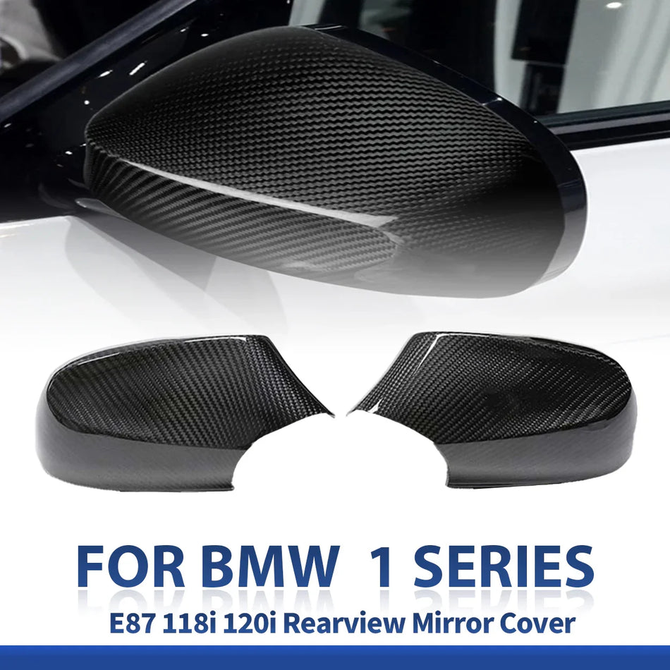 SPCRSO Real Carbon Fiber Mirror Covers for BMW 1 Series E87 E81 E82 (2010–2011) – Gloss 3×3 Twill Weave, UV-Protected Finish