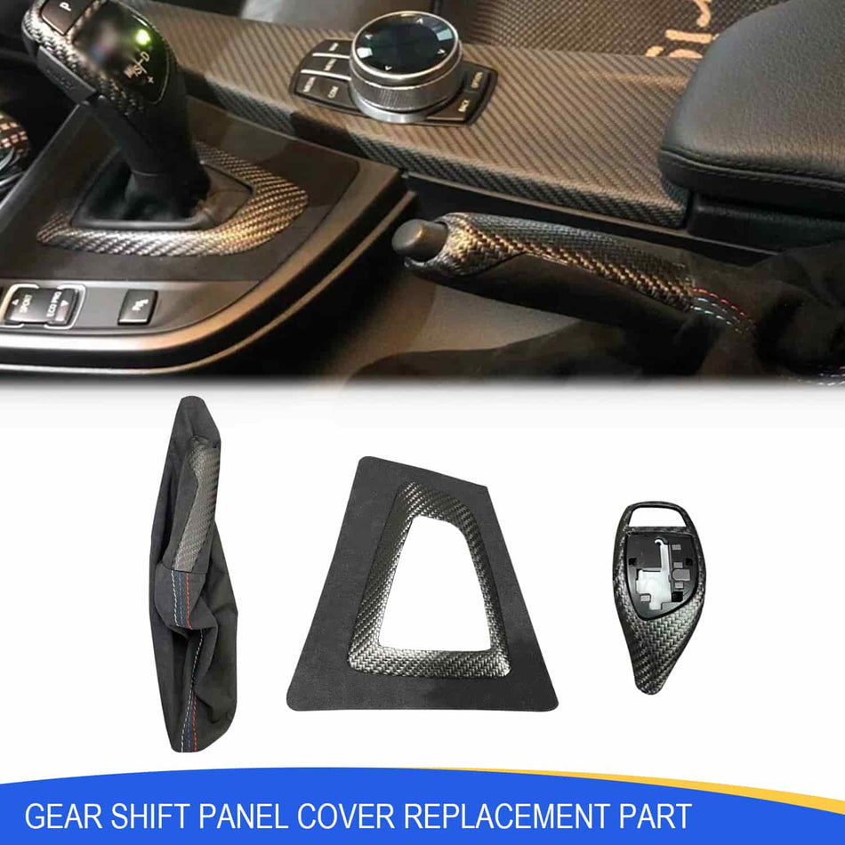 Suede & Real Carbon Fiber 3PC Kit | Handbrake & Shifter Trim BMW F30 F32 2013-2018 SPCRSO