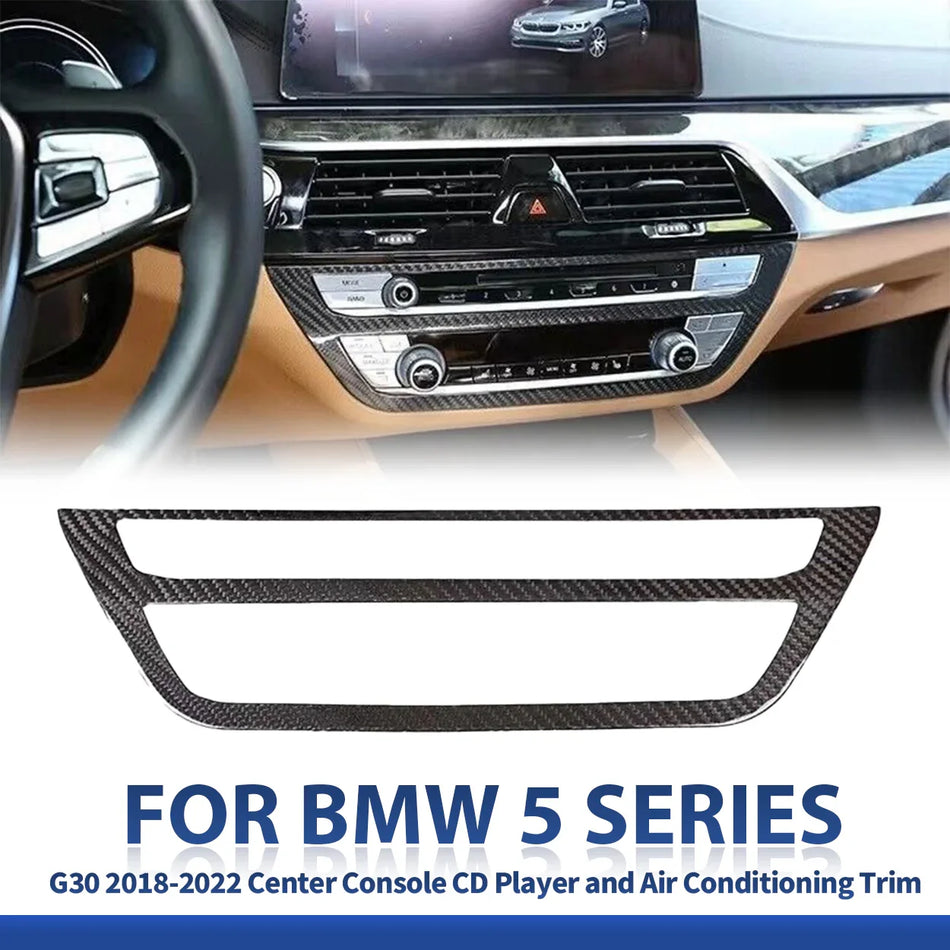 SPCRSO Real Carbon Fiber Center Console CD & AC Panel Trim for BMW 5 Series G30 2018-2022