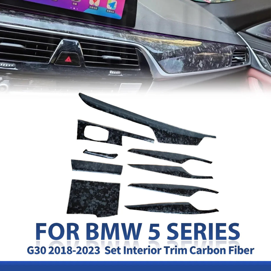SPCRSO 9PCS Real Carbon Fiber Dash & Door Interior Trim Kit for BMW 5 Series G30/G31/G38 (2018–2023, LHD) – Classic or Forged Finish