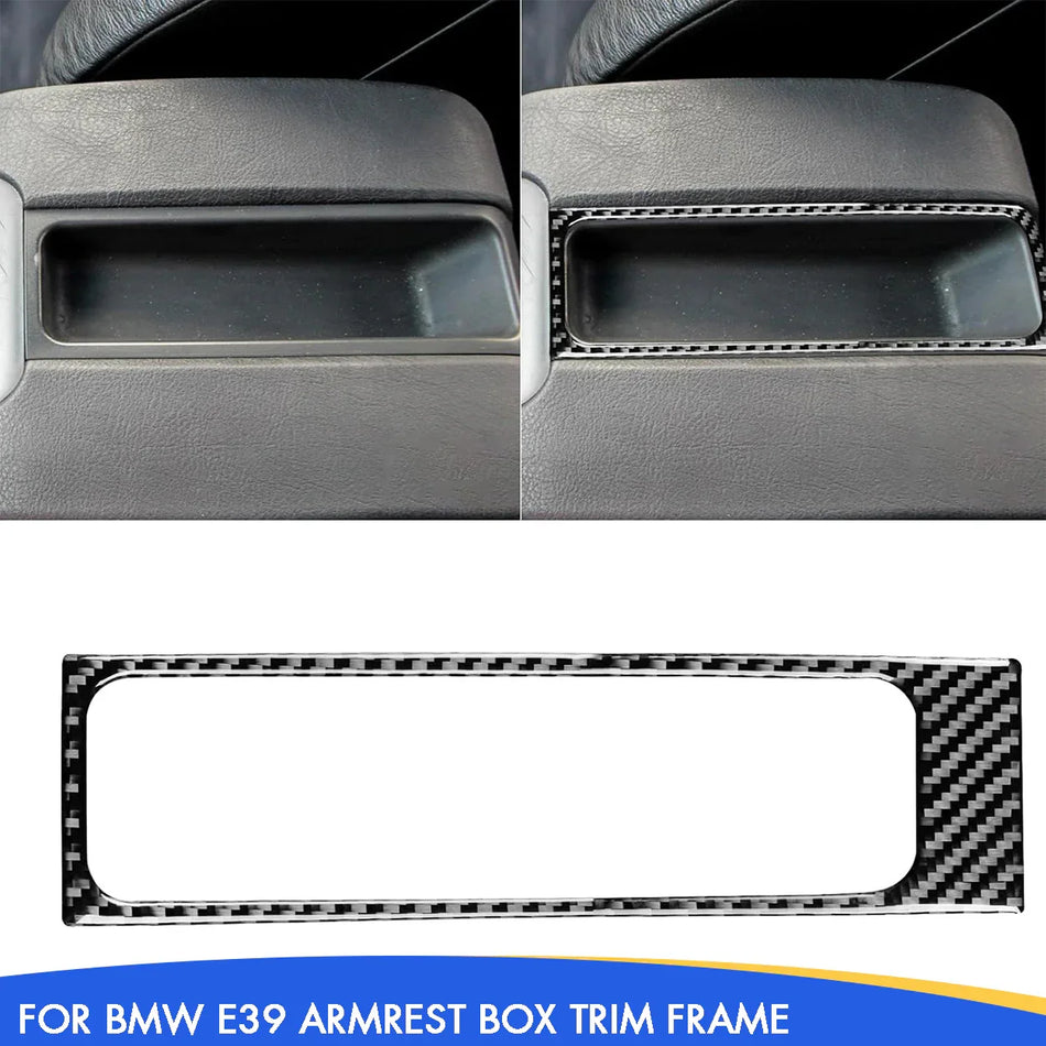 SPCRSO Real Carbon Fiber Gear Shift Armrest Center Console Trim Cover Compatible with BMW E39 5 Series M5 1998–2003 Interior Accessories Black