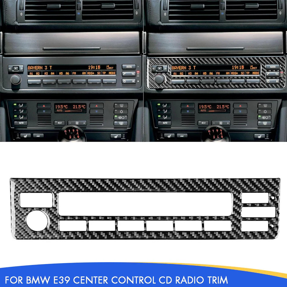 SPCRSO Real Carbon Fiber Center Console CD Radio Trim – Compatible with BMW E39 5 Series M5 1998–2003