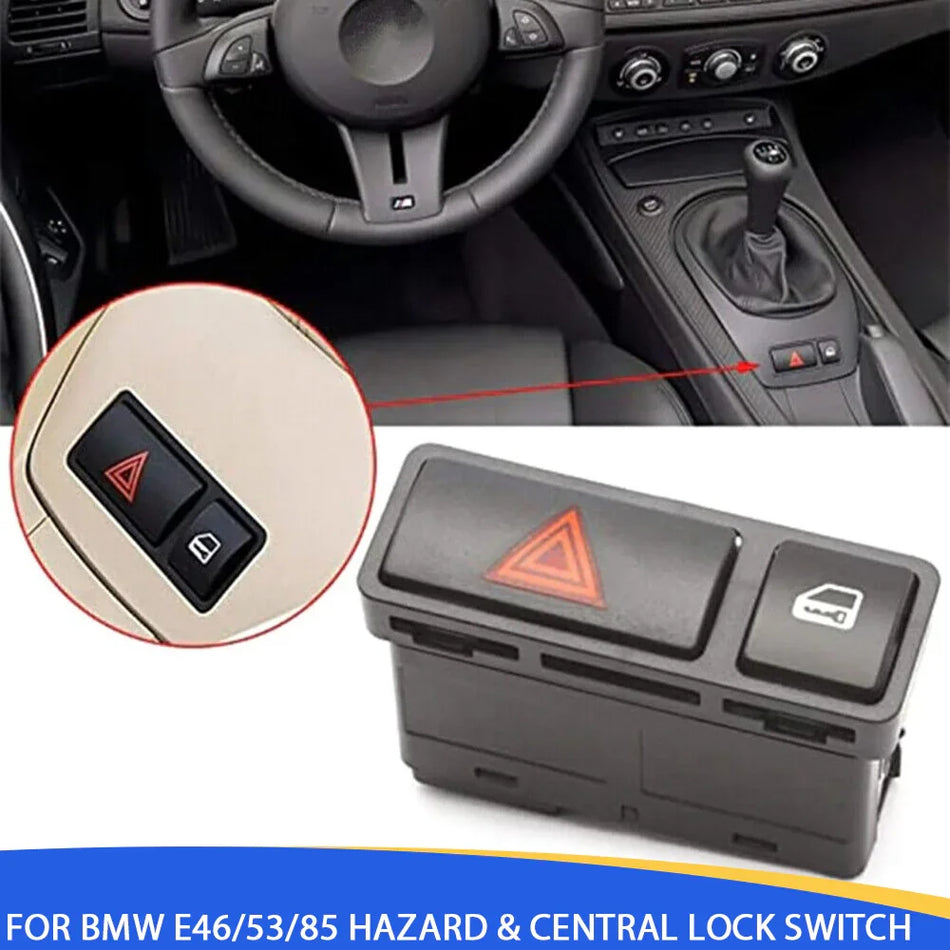 SPCRSO Hazard Warning Light & Door Central Lock Switch Compatible with BMW E46 E53 E85 325 X5 1999-2008