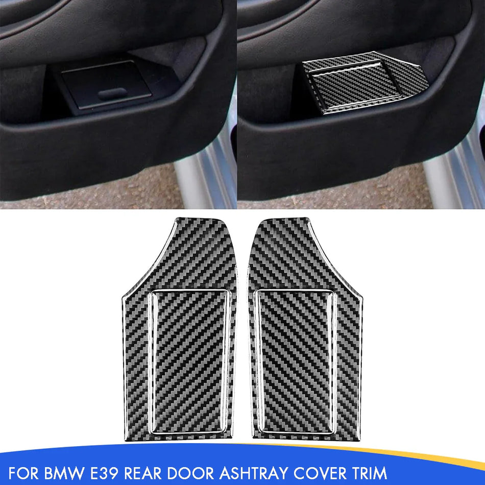 SPCRSO Real Carbon Fiber Rear Door Ashtray Cover Trim Compatible with BMW E39 5 Series M5 1998–2003 Interior Accessories (Black)