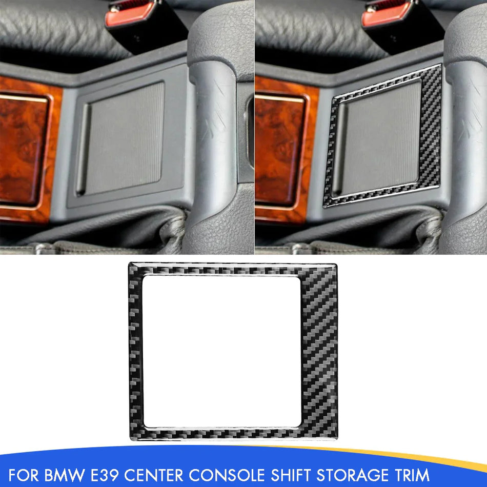 SPCRSO Real Carbon Fiber Center Console Gear Shift & Storage Box Trim Set – Compatible with BMW E39 5 Series M5 1998–2003