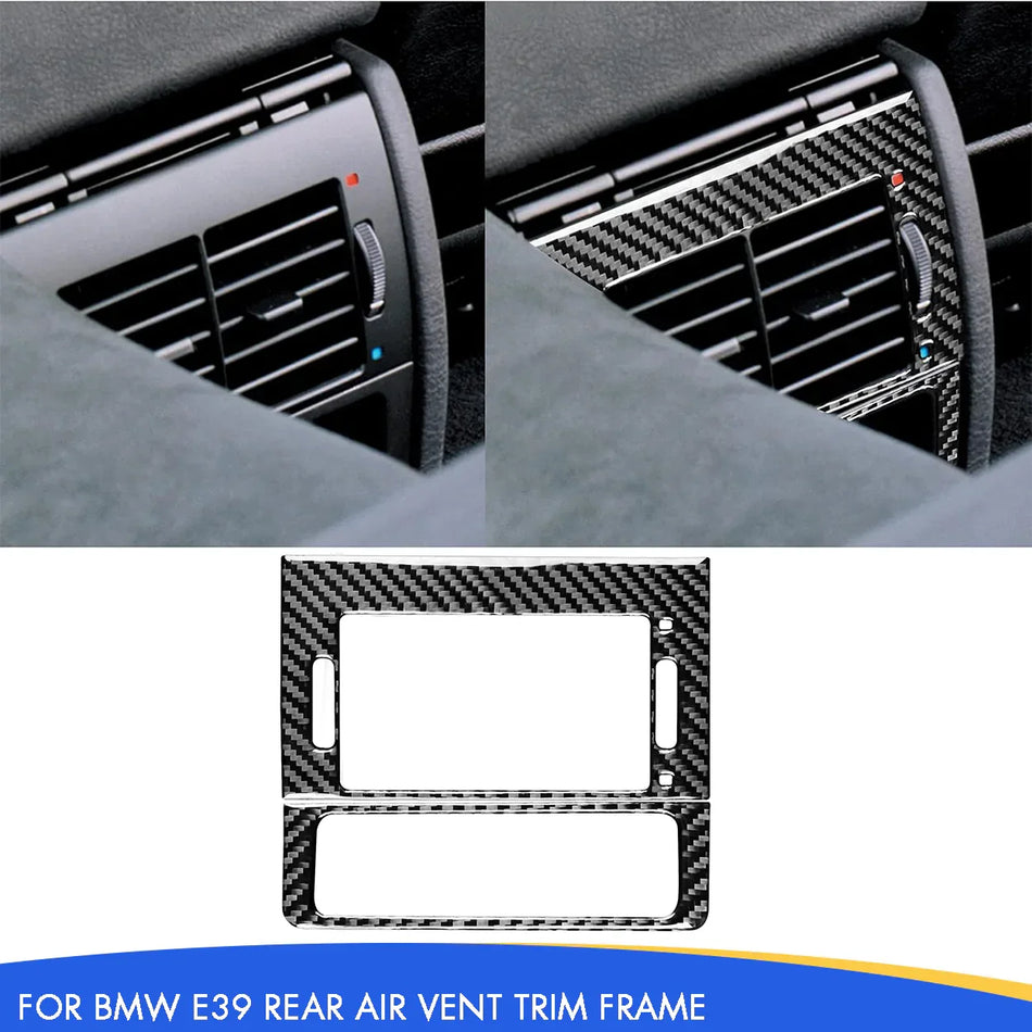 SPCRSO Real Carbon Fiber Rear Air Vent Trim Frame Compatible with BMW E39 5 Series M5 1998–2003 Interior Accessories (Black)