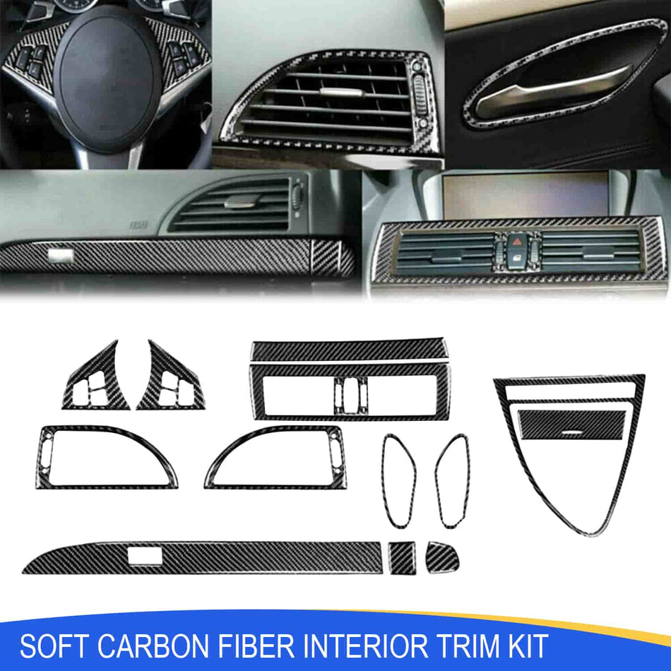 SPCRSO 14-Piece Soft Carbon Fiber Full Interior Trim Kit for BMW 6 Series E63 / E64 (2004–2010)
