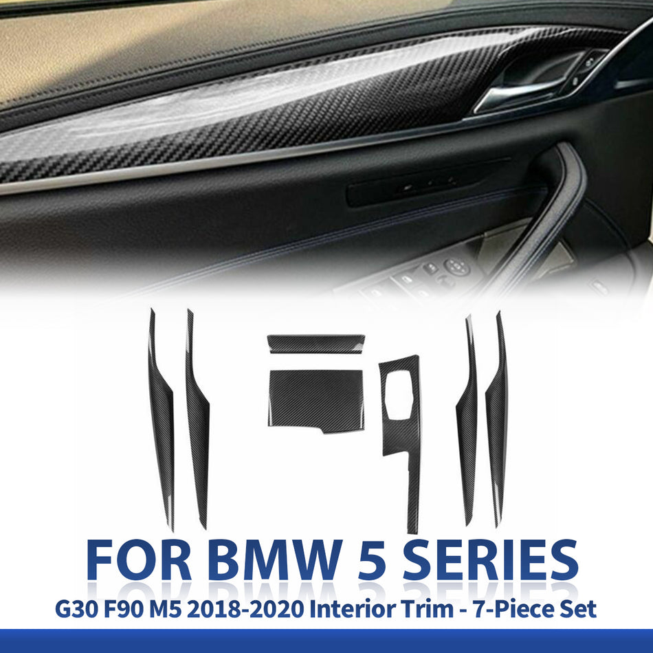 SPCRSO Real Carbon Fiber Interior Strip Trim Kit for BMW 5 Series G30 & F90 M5 (2018–2020) – 7PCS Set