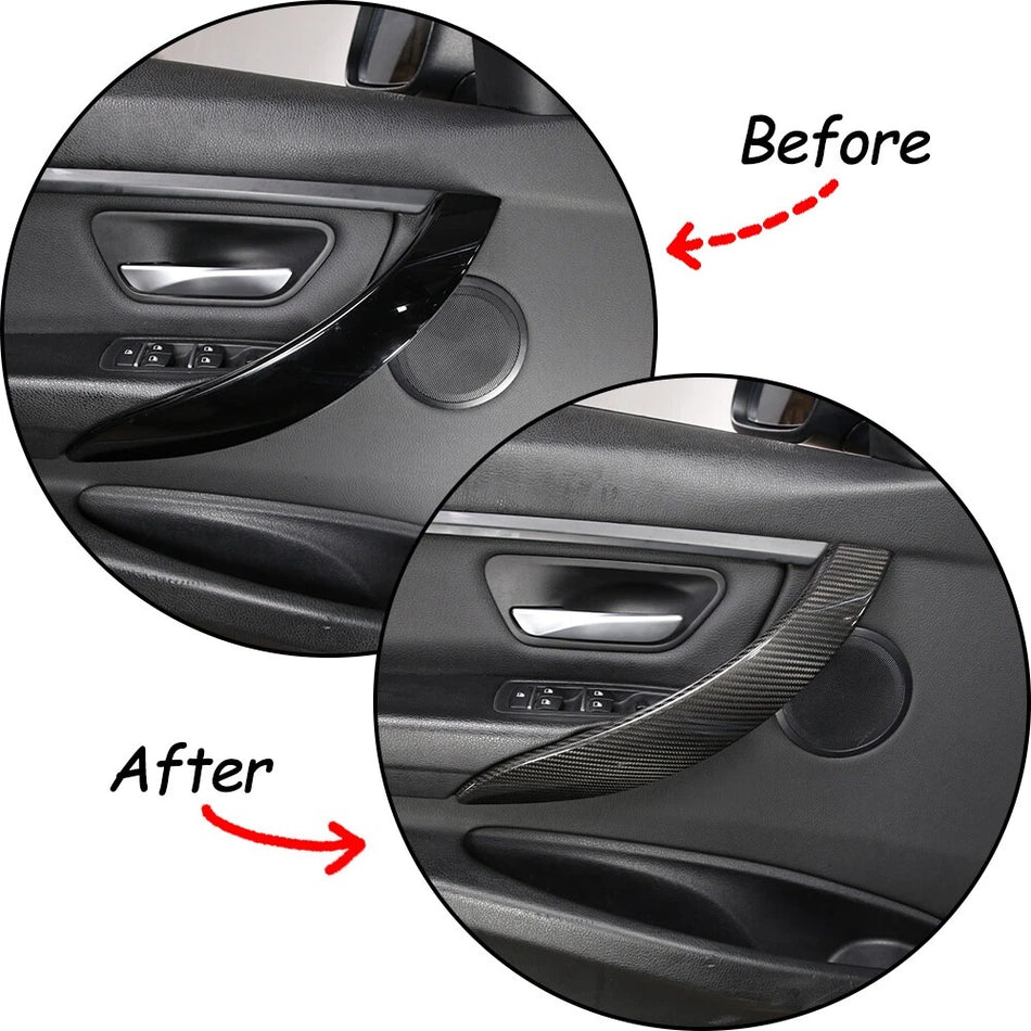 SPCRSO Real Carbon Fiber Inner Door Handle Cover Trim for BMW 3/4 Series F30 GT F34 F36