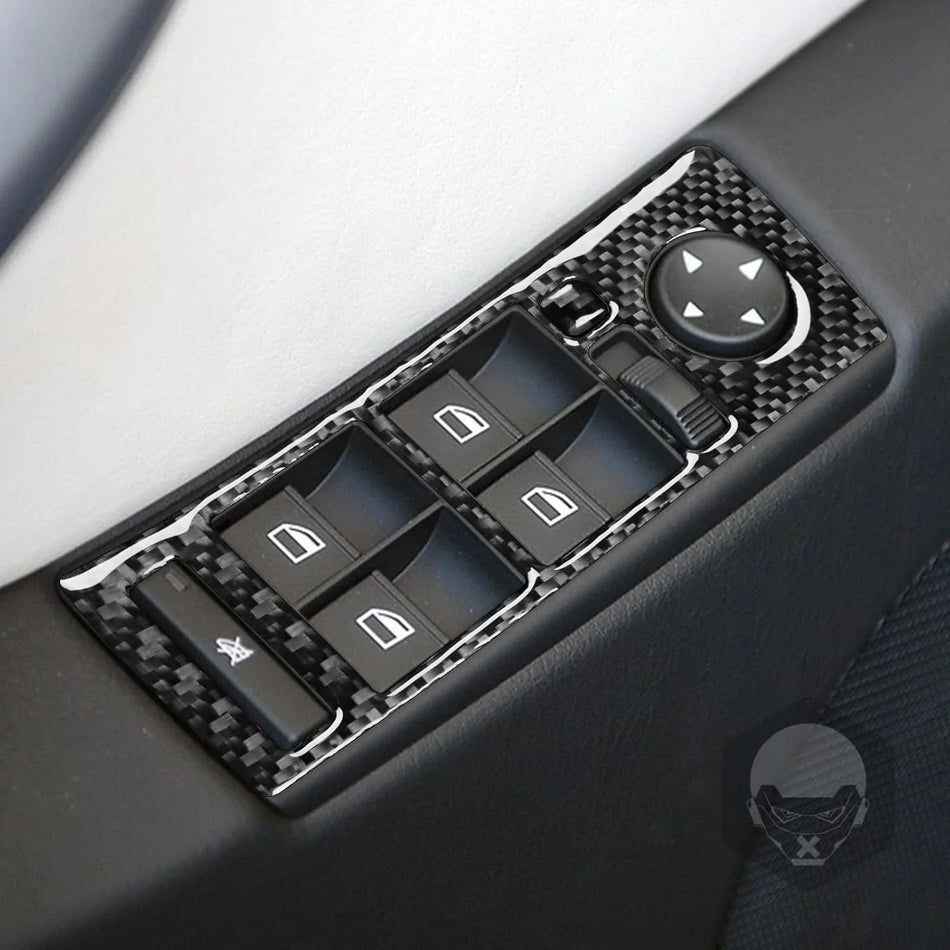 SPCRSO Real Premium Carbon Fiber Car Window Lift Switch Panel Cover Sticker Compatible with BMW X5 E53 2000-2006 Interior Accessories