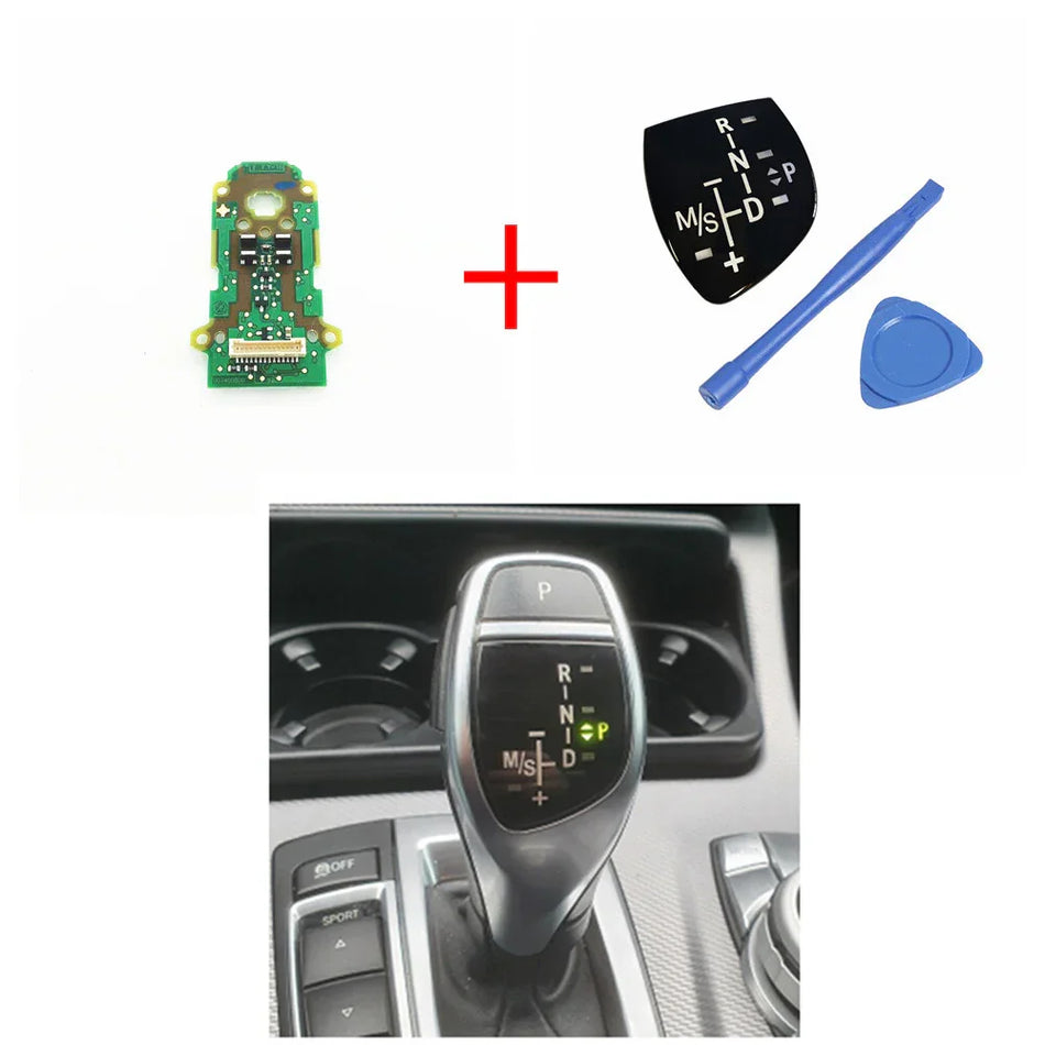 SPCRSO Gear Shift Knob Panel with LED Circuit Board Compatible with BMW 5 Series F07 GT F10 2013–2016, Also Fit 2 3 4 6 7 Series, X3 X4 X5 X6