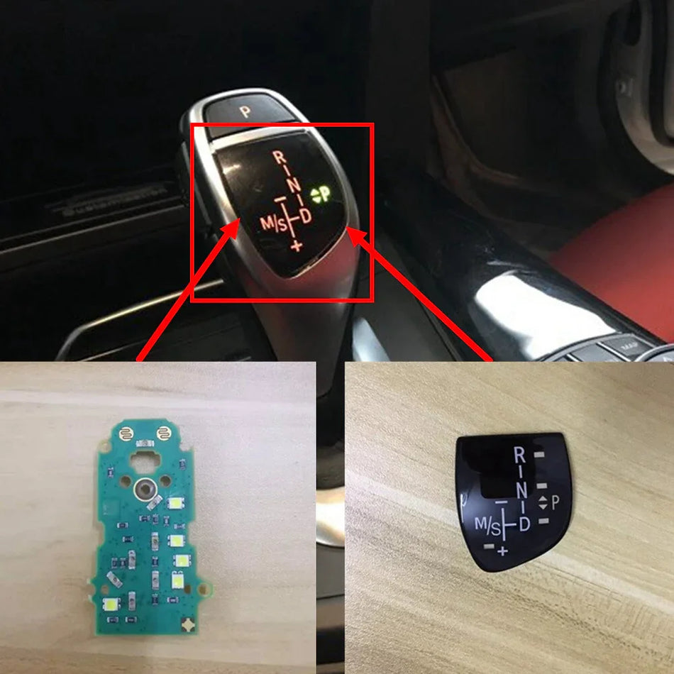 SPCRSO Gear Shift Knob Panel with LED Circuit Board Compatible with BMW 5 Series F07 GT F10 2013–2016, Also Fit 2 3 4 6 7 Series, X3 X4 X5 X6
