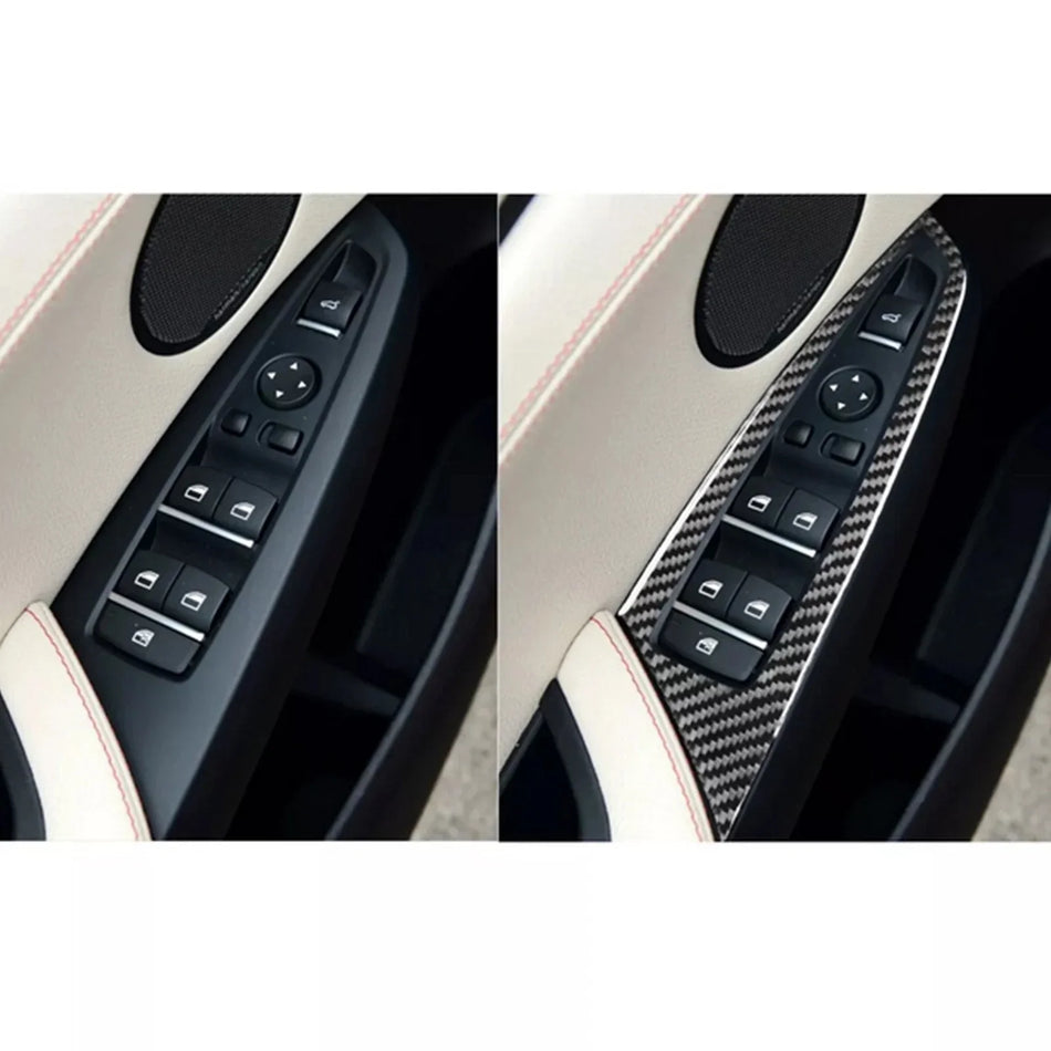 SPCRO en fibre de carbone Fenêtre de porte-fenêtre Contrutage de commande de commande de commande pour BMW x3 F25 (2011-2017)/x4 F26 (2014-2017) - Couverture de décoration intérieure en carbone en carbone (noir)