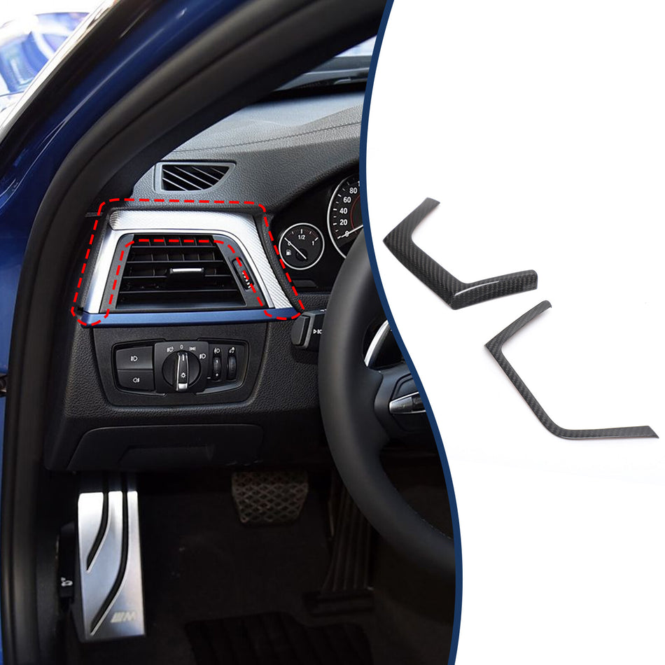 SPCRSO Real Carbon Fiber Center Side Air Vent Trim for BMW 3/4 Series F30/F32 2013–2019 – Interior Dashboard Air Outlet Decoration Cover (2PCS, Black)