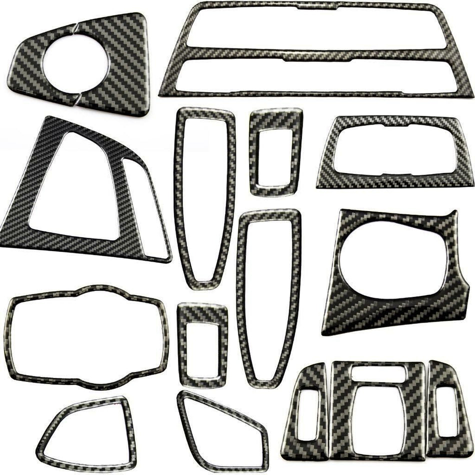 SPCRSO 15PCS Genuine Carbon Fiber Full Interior Overlay Trim Kit Compatible with BMW 3 Series F30 F31, GT F34, 4 Series F32 F33 F36 (2013–2017)