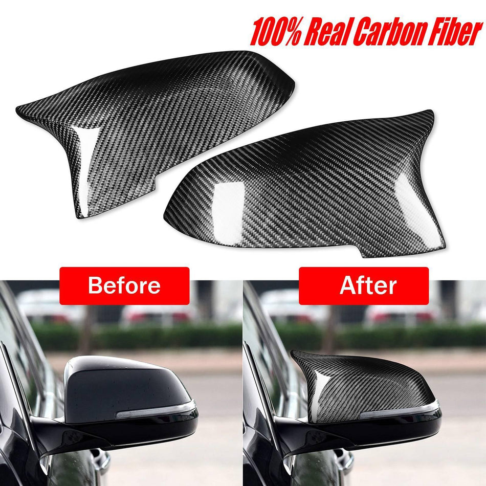 SPCRSO Real Carbon Fiber Mirror Covers for BMW F10 F11 F18 F07 F12 F13 F01 F02 (2014–2016) – Gloss UV-Protected Replacement Caps